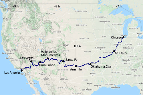 El mapa del nostre itinerari en moto per la Route 66
