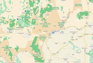 La xarxa de carreteres a Arizona i Utah