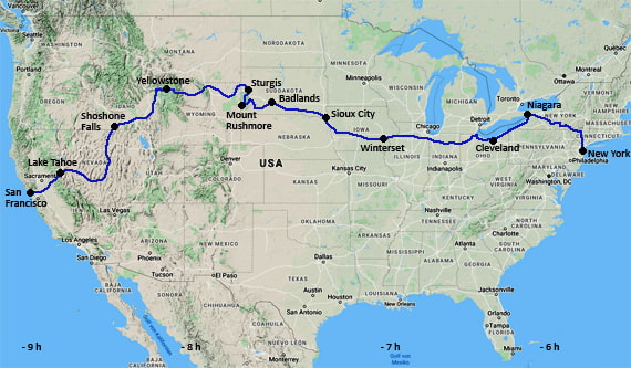 El mapa del nostre itinerari en moto per la Route 66