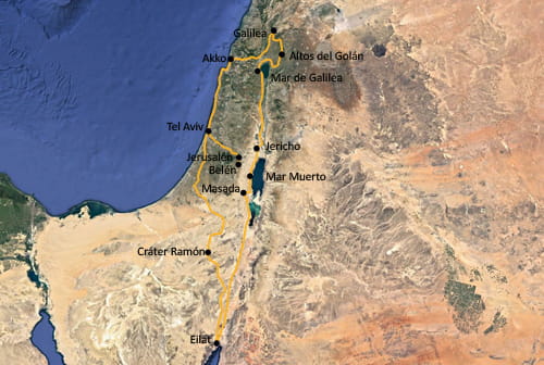 El mapa de la nostra ruta per Israel i Palestina amb moto
